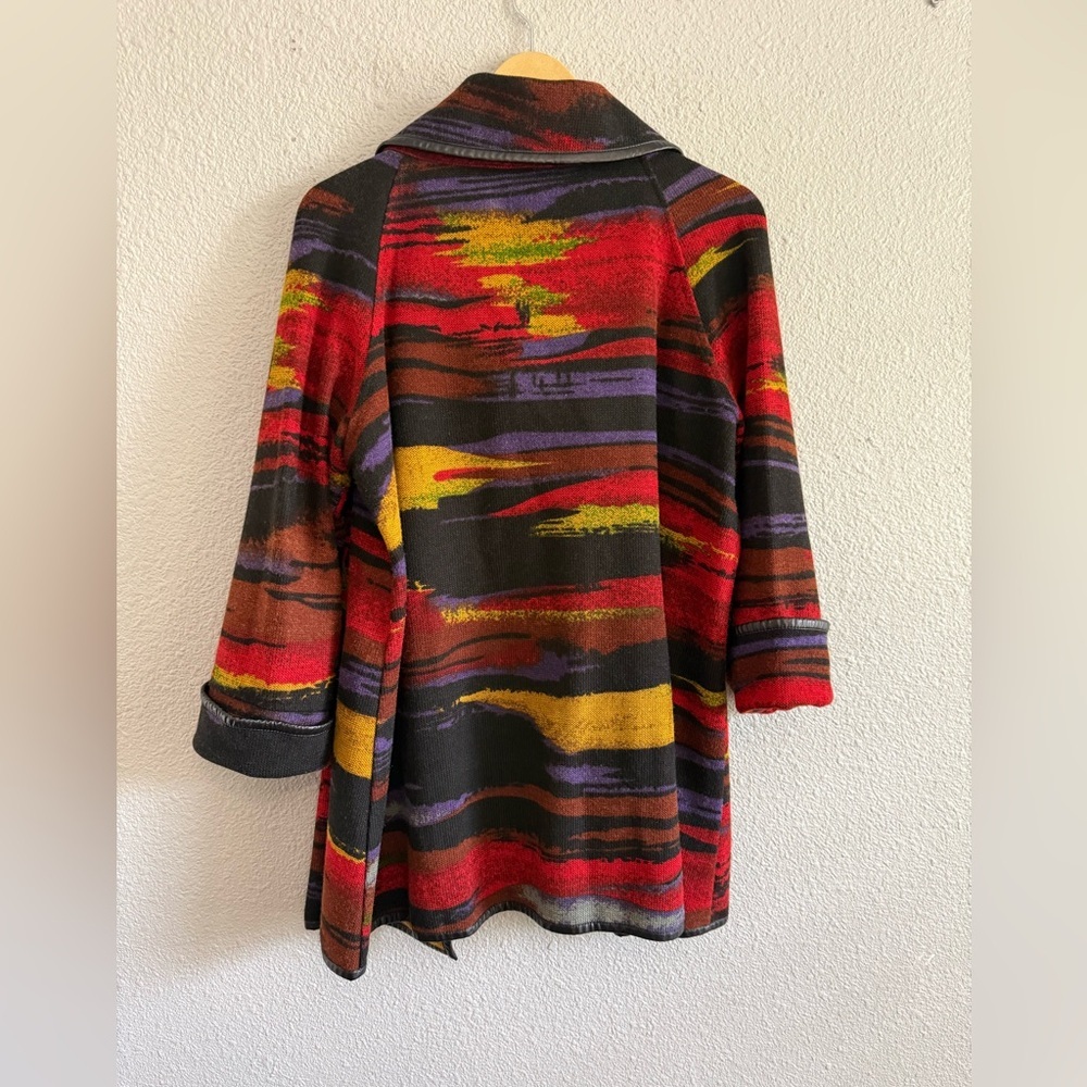 Ali Miles Southwestern Aztec Blanket Sweater/Jacket Size Large Cowl Neck - Picture 4 of 6